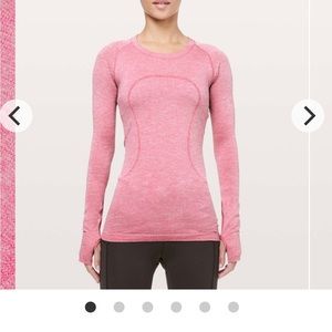 Lululemon Swiftly tech long sleeve crew*sparkle. Violet red, size 8 ,EUC.